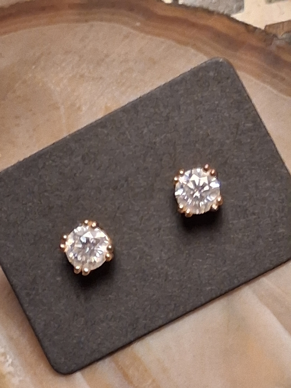 Vintage Gold-Tone Clear Crystal Stud Earrings
